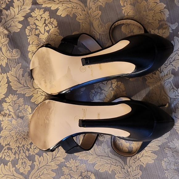 Black Ankle Wrap Open Toes Heels - Picture 9 of 11